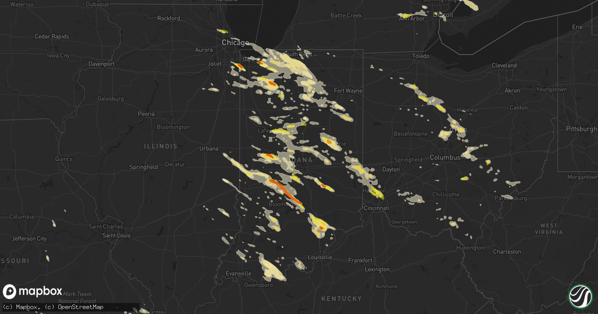 Hail map in Indiana on July 7, 2017