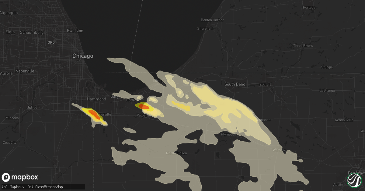 Hail map in La Porte, IN on July 7, 2017