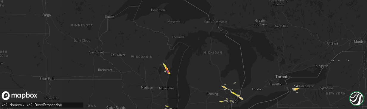 Hail map in Michigan on July 7, 2017