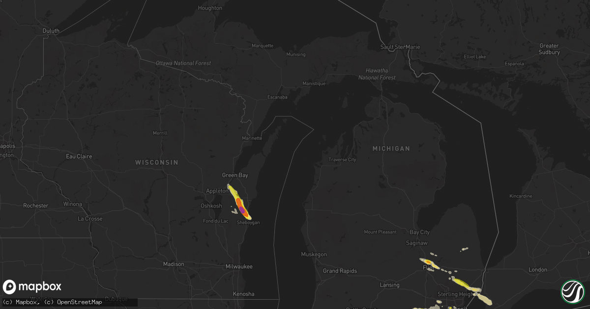 Hail map in Michigan on July 7, 2017