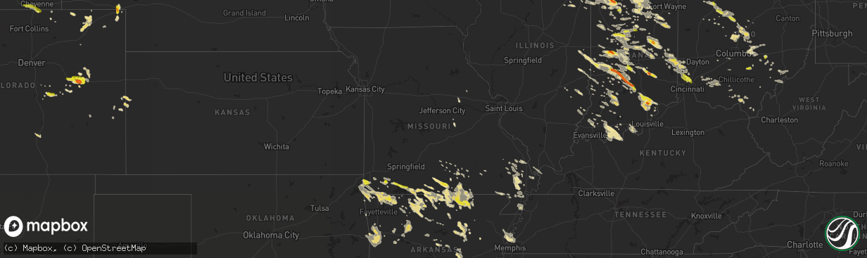 Hail map in Missouri on July 7, 2017