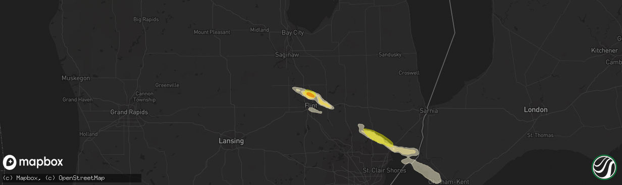 Hail map in Mount Morris, MI on July 7, 2017