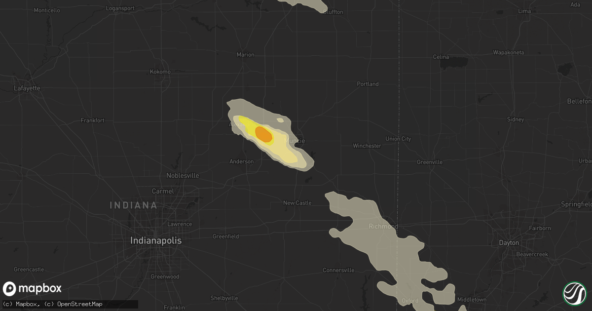 Hail map in Muncie, IN on July 7, 2017