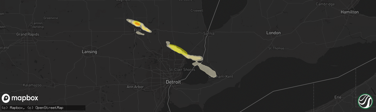 Hail map in New Baltimore, MI on July 7, 2017