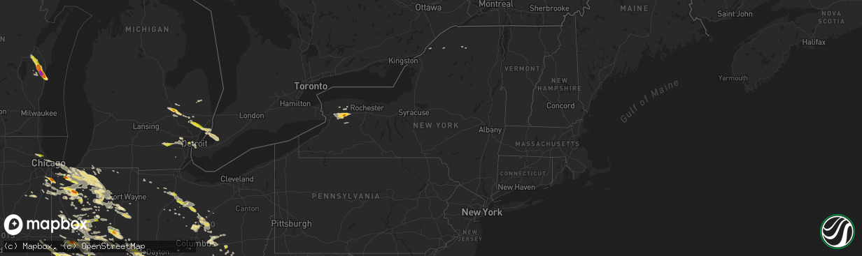 Hail map in New York on July 7, 2017