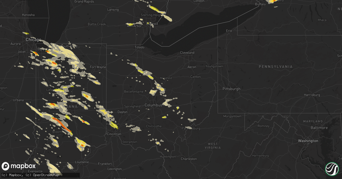 Hail map in Ohio on July 7, 2017