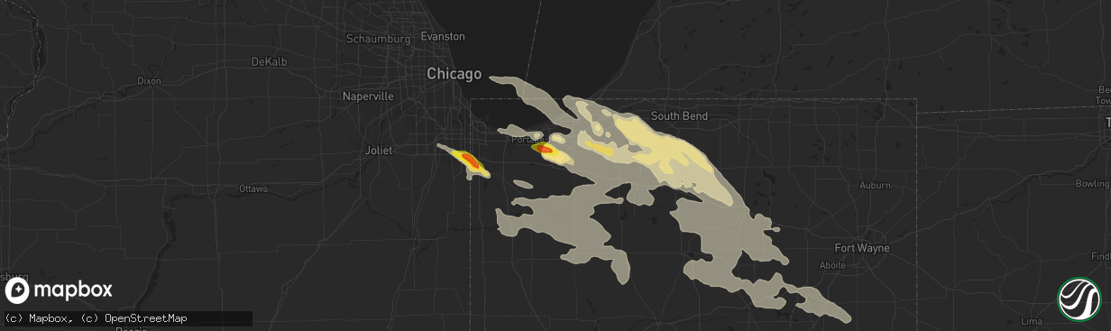 Hail map in Valparaiso, IN on July 7, 2017