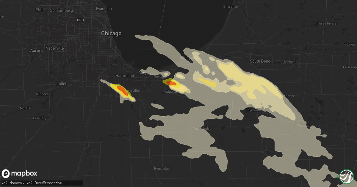 Hail map in Valparaiso, IN on July 7, 2017