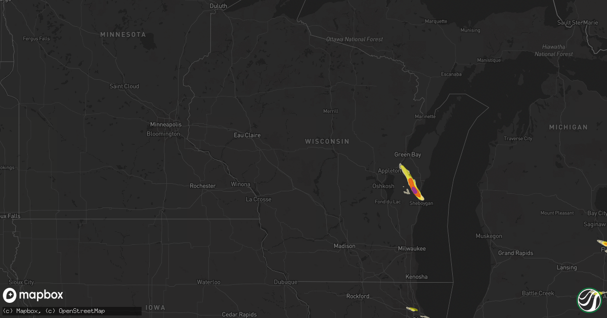 Hail map in Wisconsin on July 7, 2017