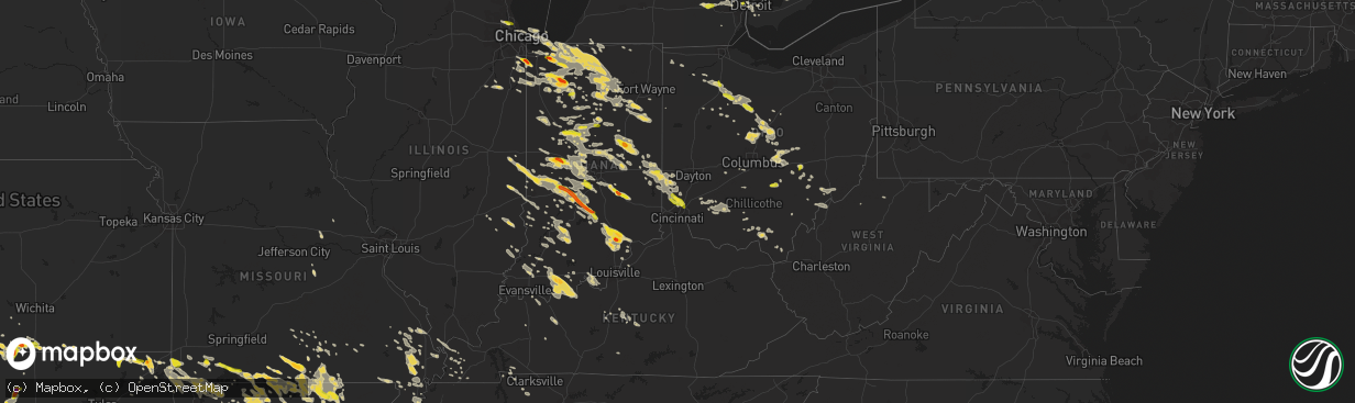 Hail map on July 7, 2017