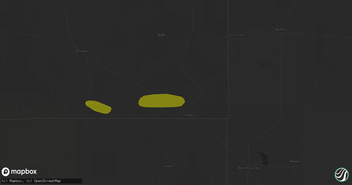 Hail map in Alzada, MT on July 7, 2018