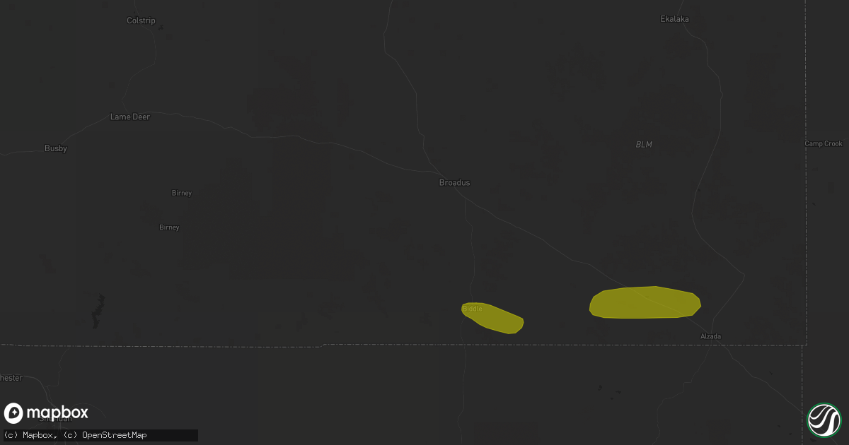 Hail map in Broadus, MT on July 7, 2018
