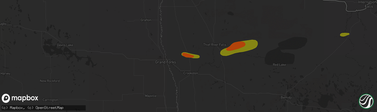 Hail map in Euclid, MN on July 7, 2018