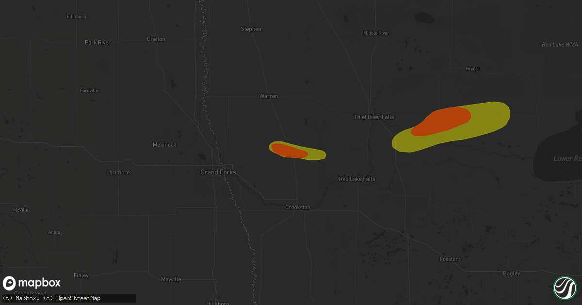 Hail map in Euclid, MN on July 7, 2018