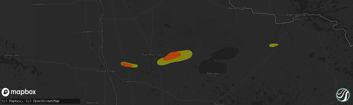 Hail map in Goodridge, MN on July 7, 2018