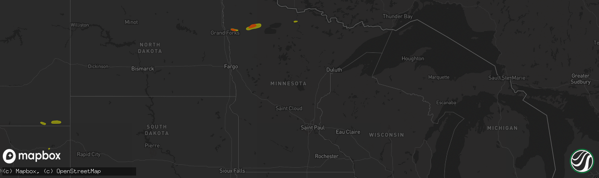 Hail map in Minnesota on July 7, 2018