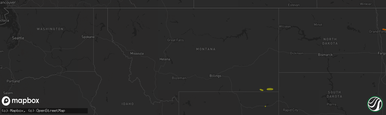 Hail map in Montana on July 7, 2018