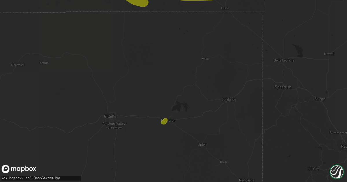 Hail map in Moorcroft, WY on July 7, 2018