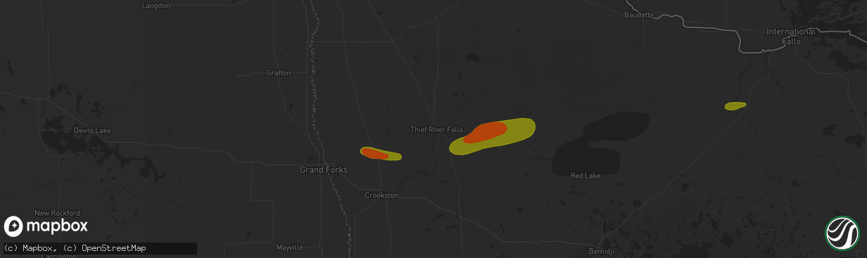 Hail map in Thief River Falls, MN on July 7, 2018