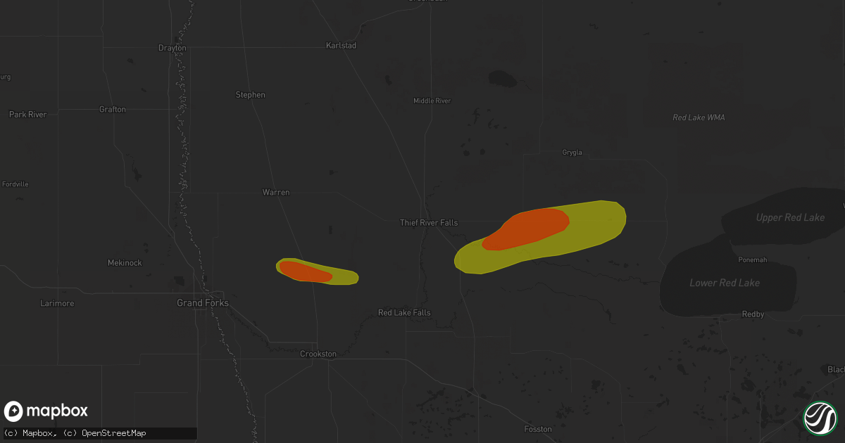 Hail map in Thief River Falls, MN on July 7, 2018