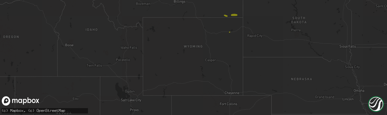 Hail map in Wyoming on July 7, 2018