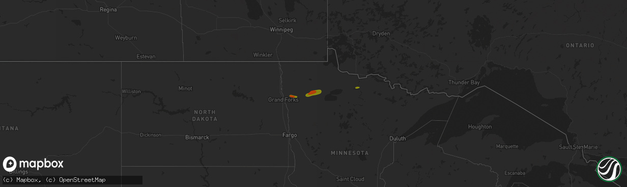 Hail map on July 7, 2018