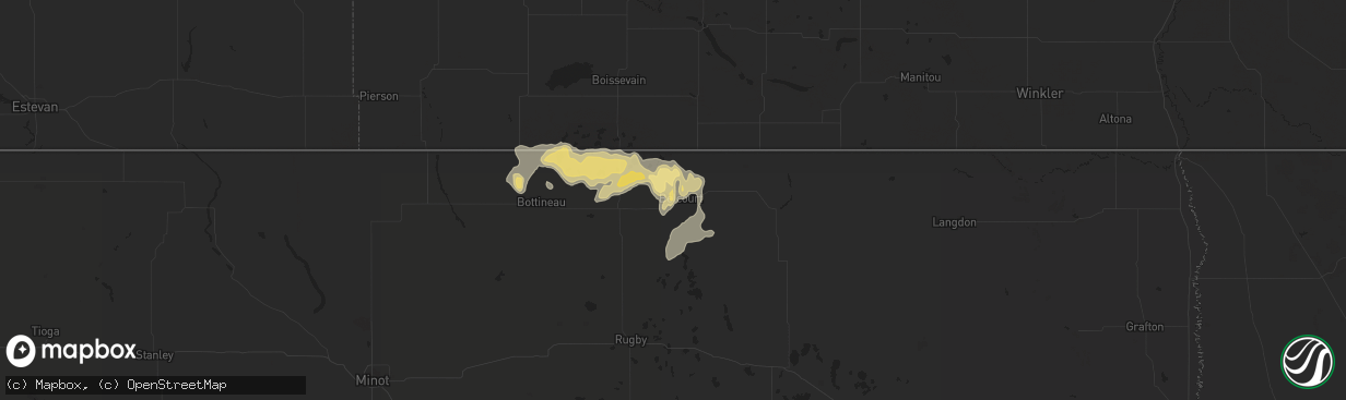 Hail map in Belcourt, ND on July 7, 2019