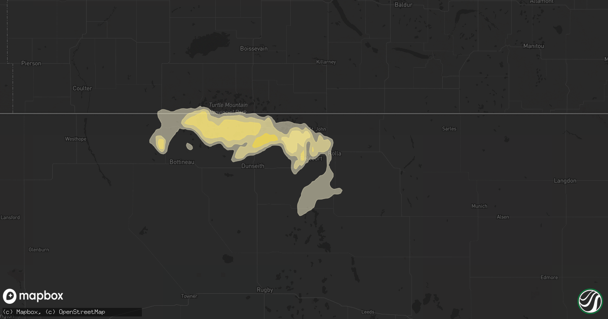 Hail map in Belcourt, ND on July 7, 2019