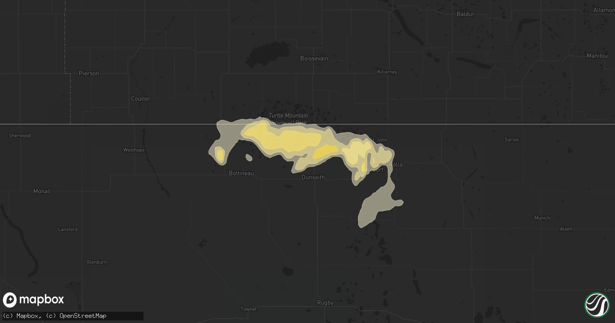 Hail map in Dunseith, ND on July 7, 2019