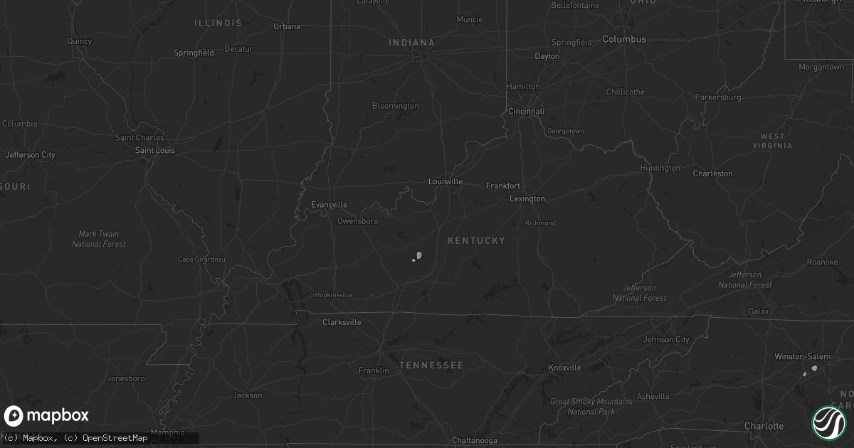 Hail map in Kentucky on July 7, 2019