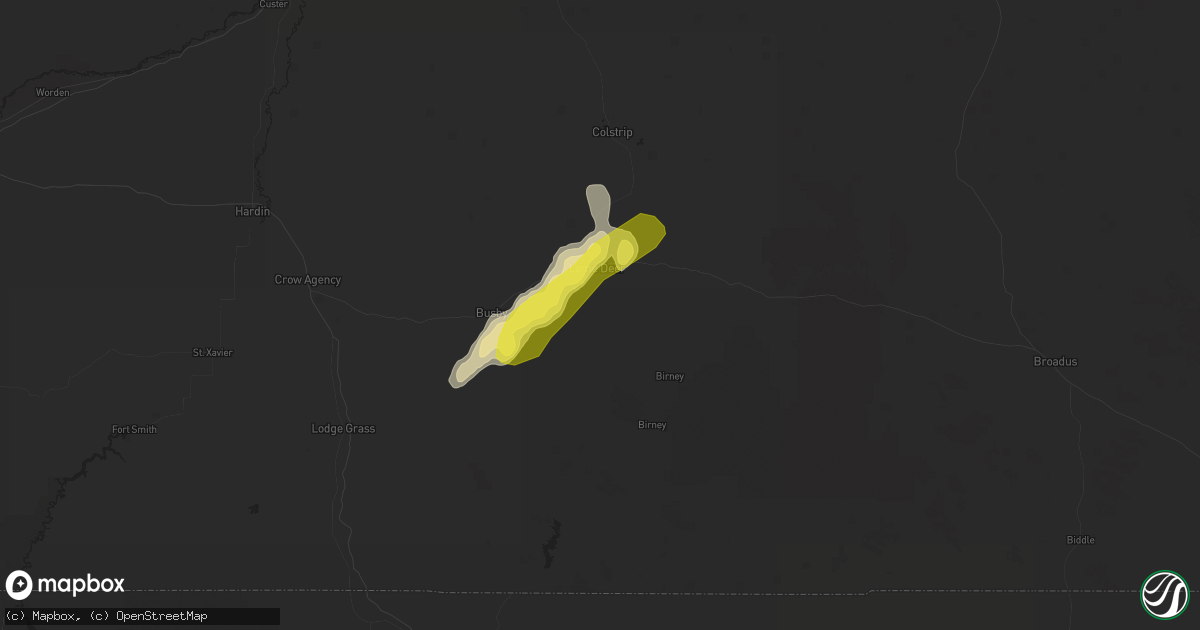 Hail map in Lame Deer, MT on July 7, 2019