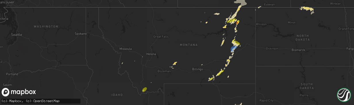 Hail map in Montana on July 7, 2019