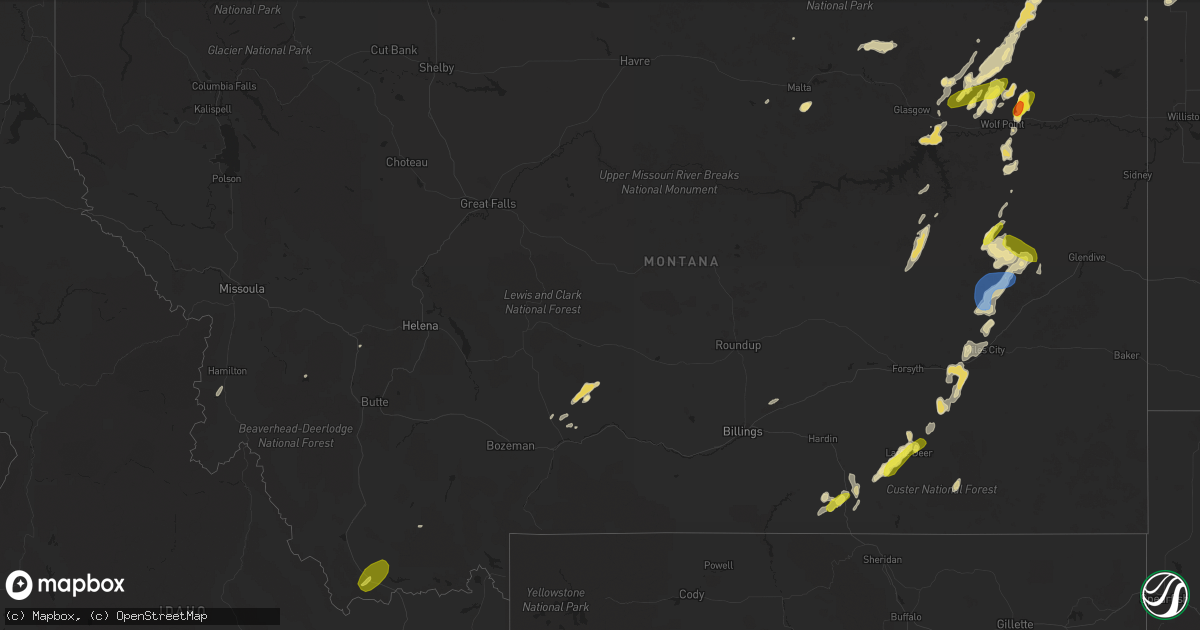 Hail map in Montana on July 7, 2019