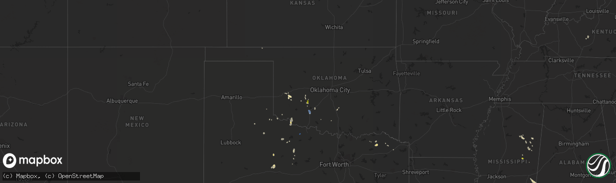 Hail map in Oklahoma on July 7, 2019