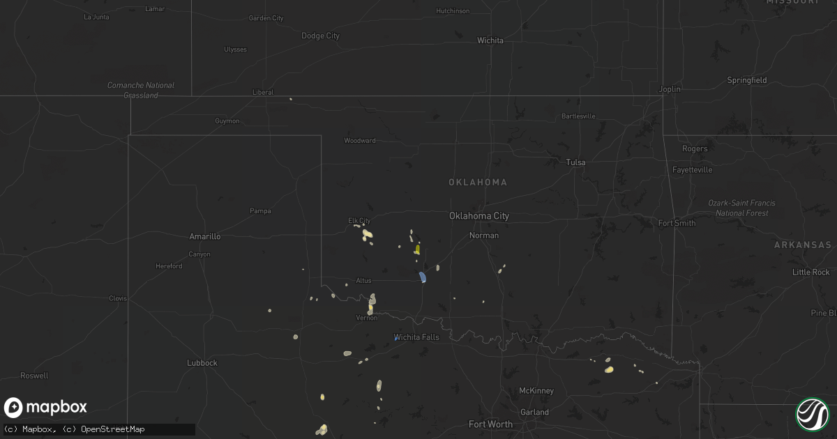 Hail map in Oklahoma on July 7, 2019