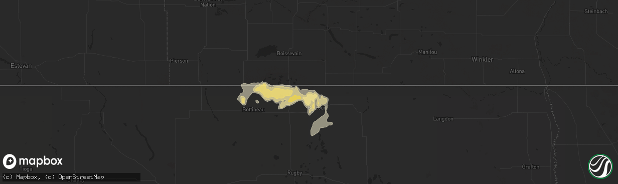 Hail map in Saint John, ND on July 7, 2019