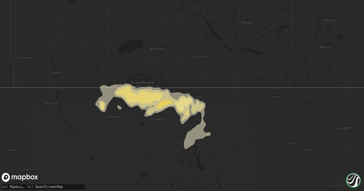 Hail map in Saint John, ND on July 7, 2019
