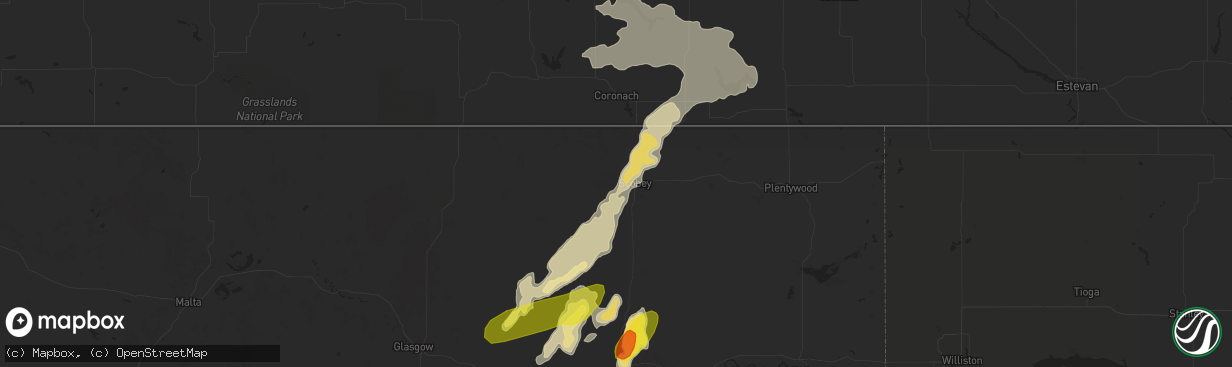 Hail map in Scobey, MT on July 7, 2019