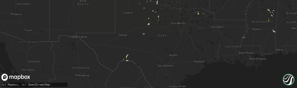 Hail map in Texas on July 7, 2019