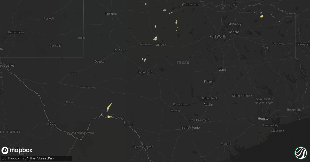 Hail map in Texas on July 7, 2019