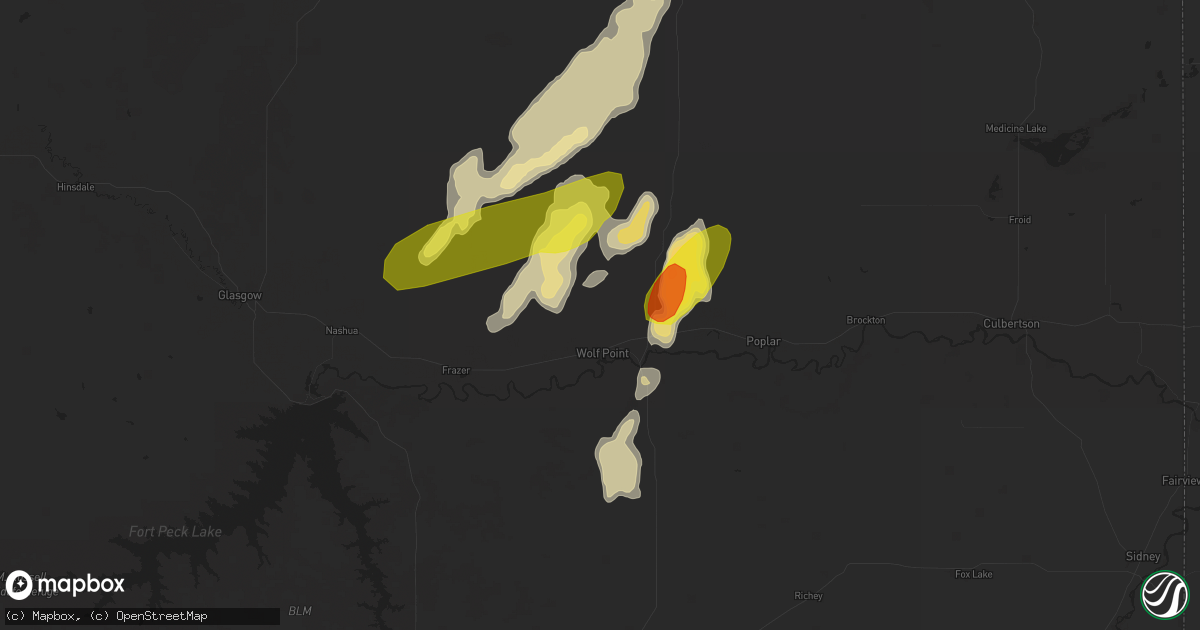 Hail map in Wolf Point, MT on July 7, 2019