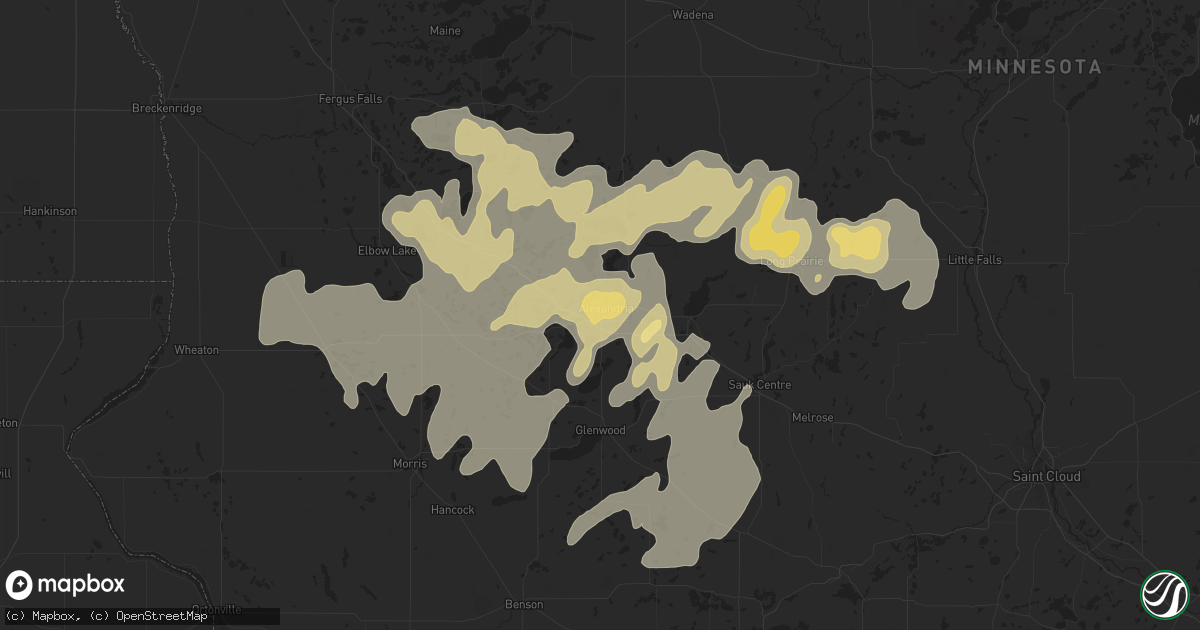 Hail map in Alexandria, MN on July 7, 2020