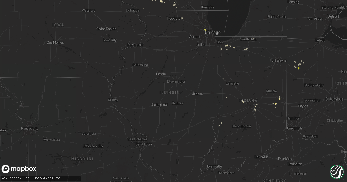 Hail map in Illinois on July 7, 2020