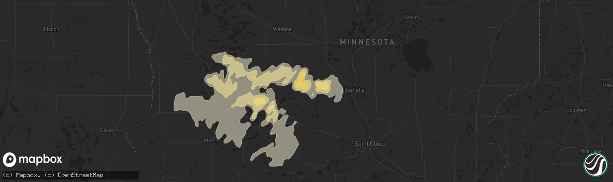 Hail map in Long Prairie, MN on July 7, 2020