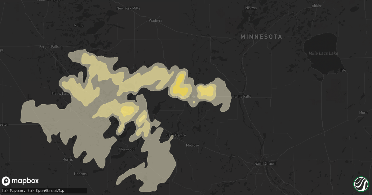 Hail map in Long Prairie, MN on July 7, 2020