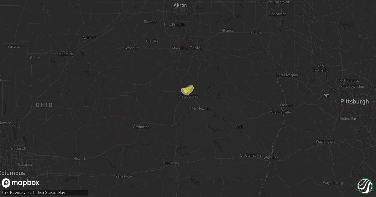 Hail map in New Philadelphia, OH on July 7, 2020