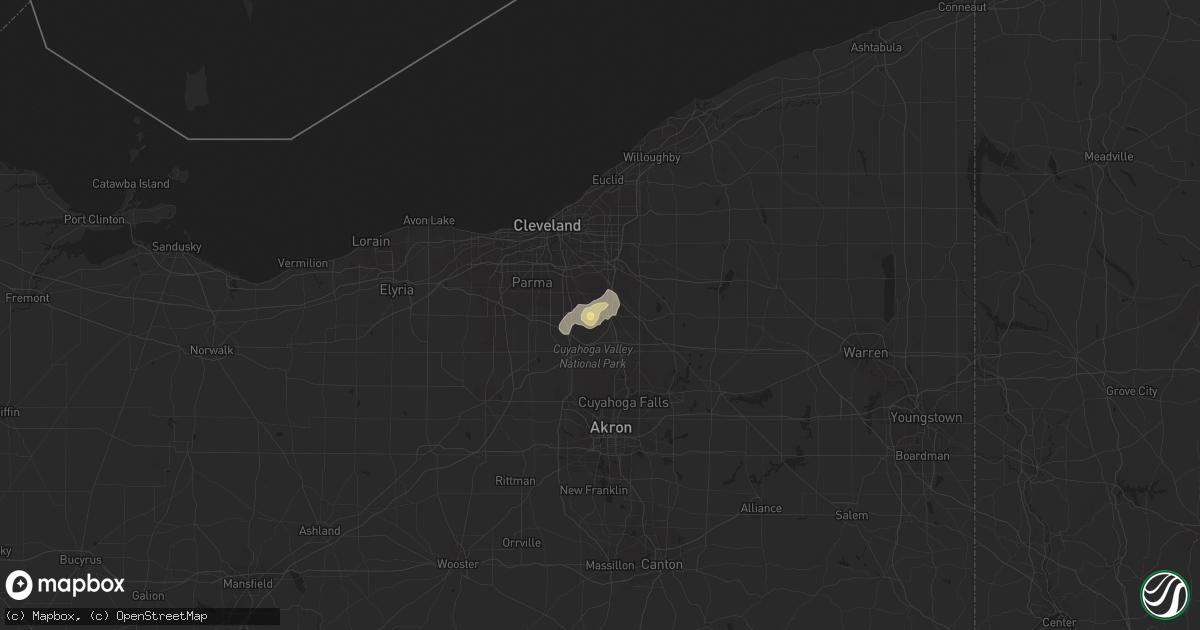 Hail map in Northfield, OH on July 7, 2020