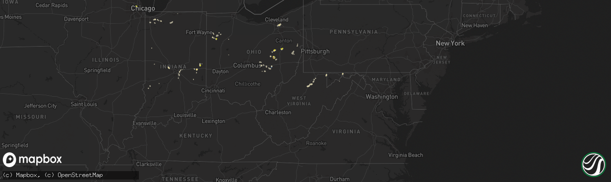 Hail map in West Virginia on July 7, 2020