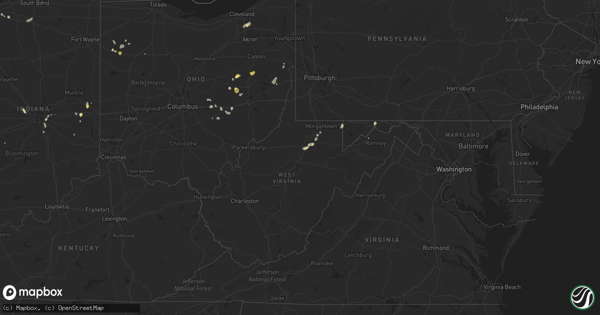 Hail map in West Virginia on July 7, 2020