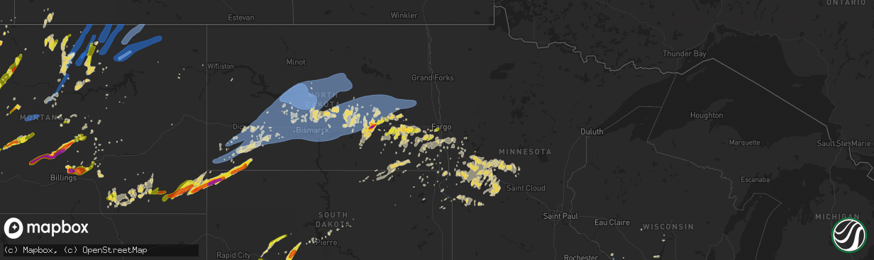 Hail map on July 7, 2020